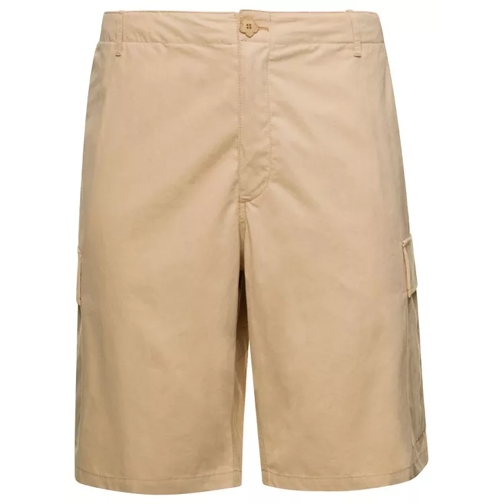 Kenzo Beige Cargo Shorts With Logo Patch In Cotton Neutrals Kurze Hosen