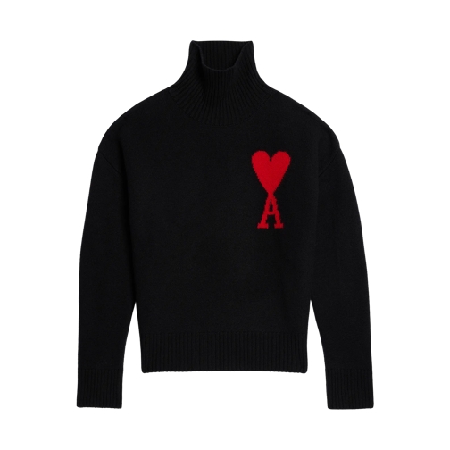 AMI Paris Rollkragenpullover mit Logo 009 BLACK/RED Shirts