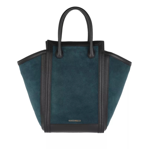 Coccinelle Madelaine Suede Handle Bag Teal/Noir Tote