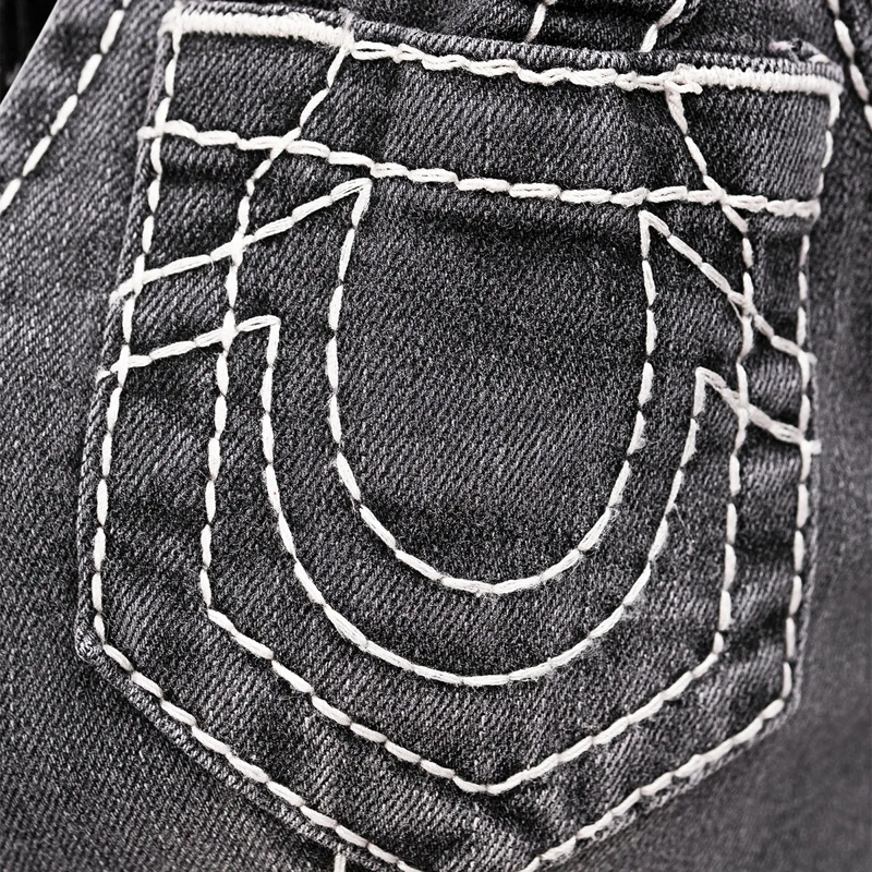 True Religion Top - Denim-Top- Tiefer Rundhalsausschnitt- Struktur schwarz(Image 5)