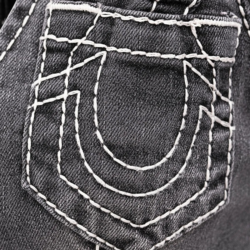 True Religion Top - Denim-Top- Tiefer Rundhalsausschnitt- Struktur schwarz(Image 5)