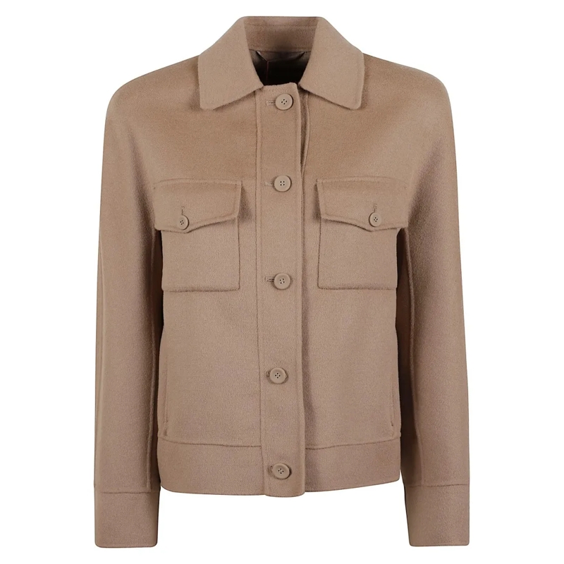 Max Mara Blazer Giacchino Wool Jacket With Button-Up Front Brown