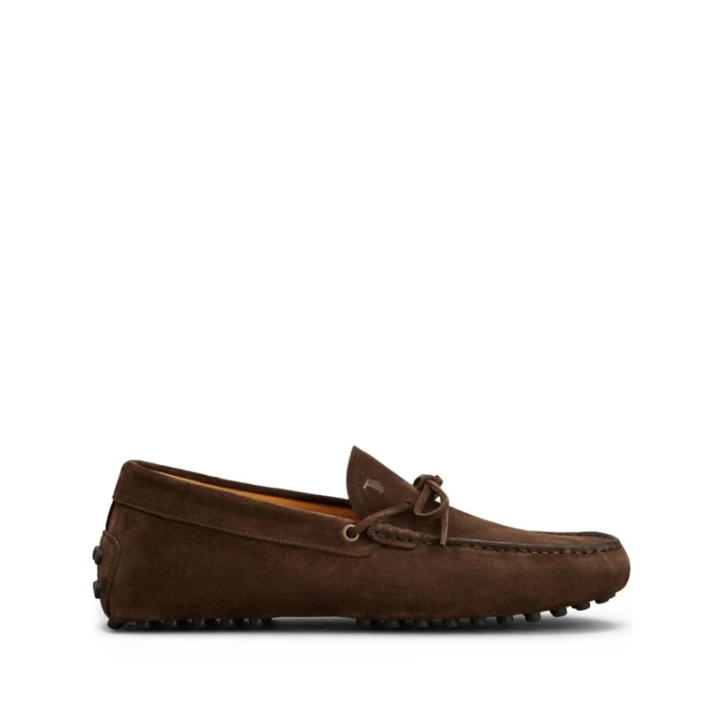 Tod's Mocassin Moccasin Toe Loafers With Decorative Bow And Rubbe Black