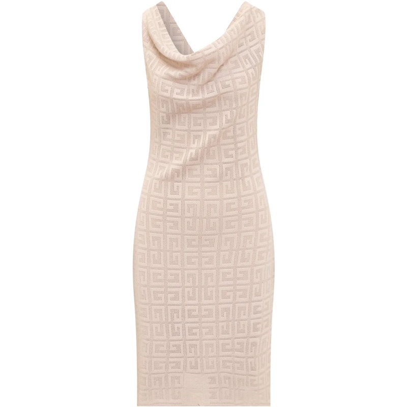 Givenchy Robe midi Abito Drappeggiato 4G in Jacquard weiß