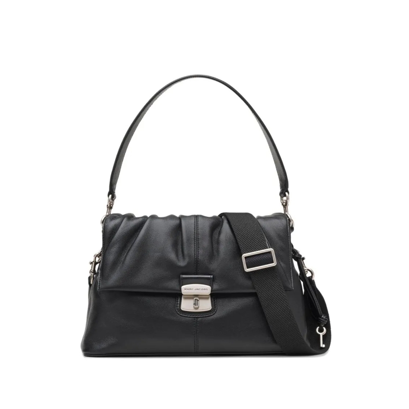 Marc Jacobs Schultertasche Shoulder Bag In Ruched Black Lamb Leather Black