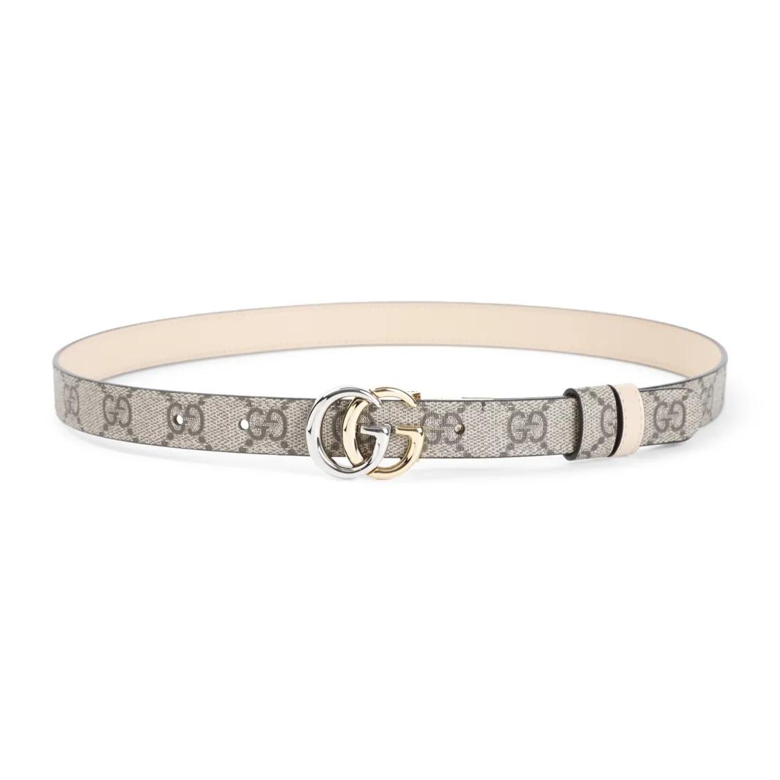 Gucci Gürtel - Beige And Ebony Leather Belt - Gr. 85 - in Beige - für Damen