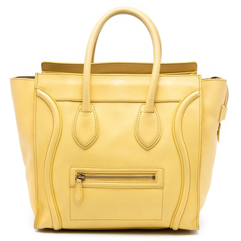 Celine Shopper Mini Leather Luggage Tote gelb