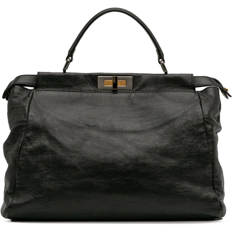 Fendi Schultertasche Large Goatskin Peekaboo Iconic Satchel schwarz