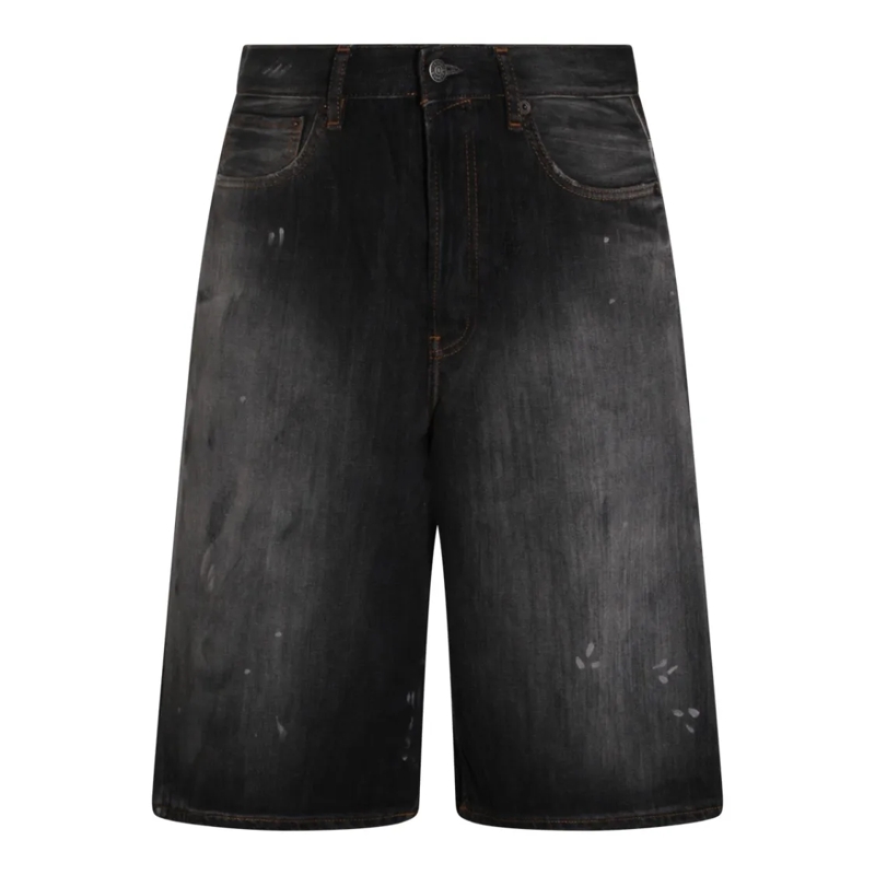 Acne Studios Casual Shorts Knee-Length Denim Shorts With Distressed Finish Black