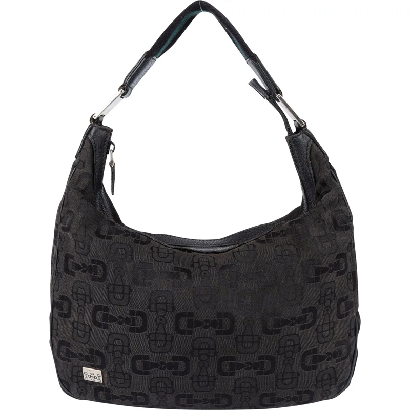 Gucci Schultertasche Gucci Horsebit Monogram Hobo Bag schwarz