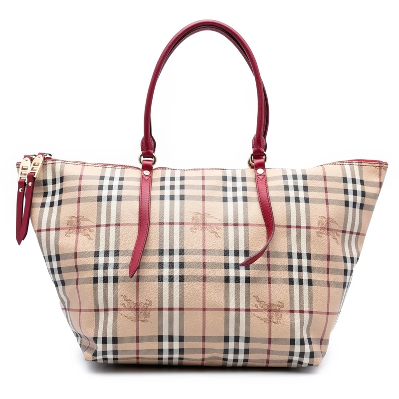 Burberry Shopper Medium Haymarket Check Coated Canvas Salisbury Tot braun