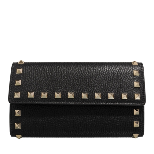 Valentino Garavani Continental Wallet Rockstud Nero Tri-Fold Portemonnaie