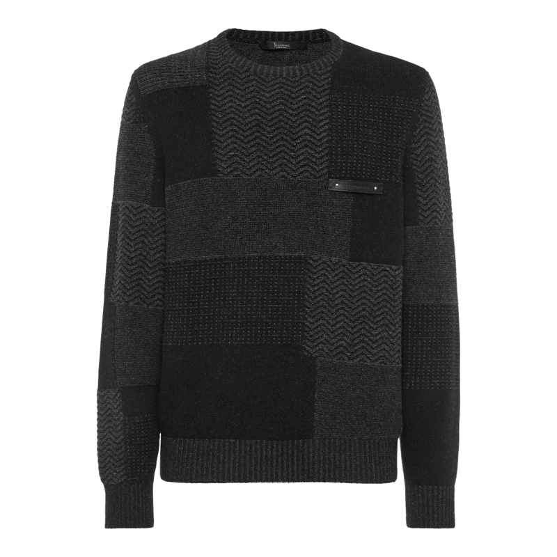 BILLIONAIRE  Rundhalspullover Crest schwarz