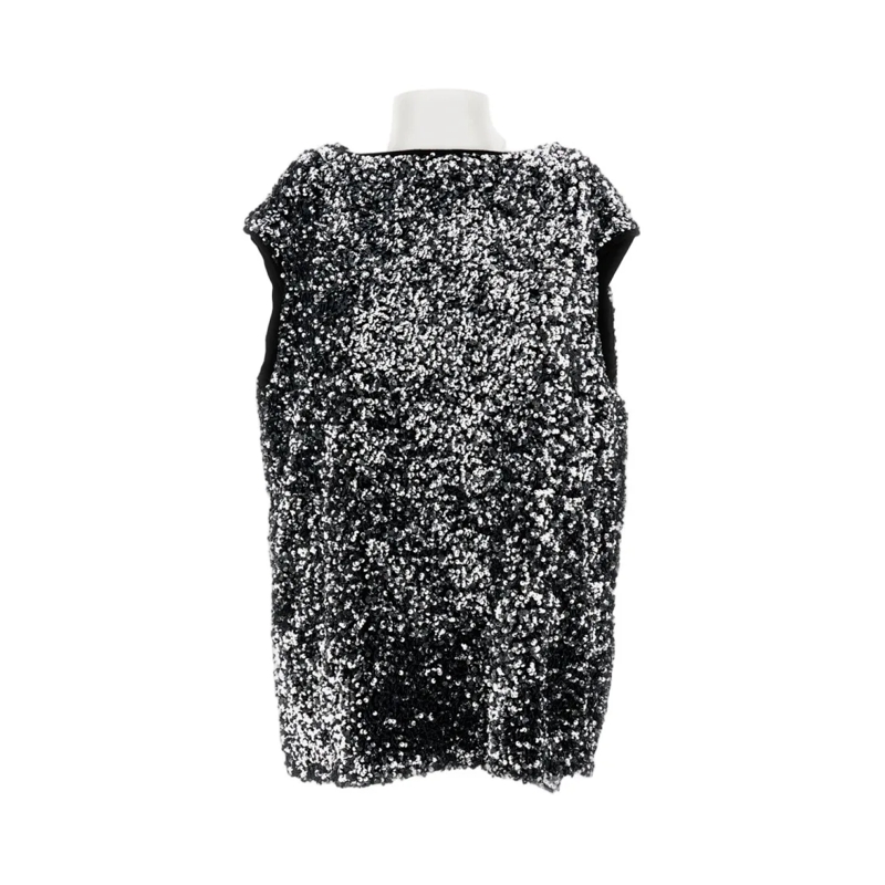 Junya Watanabe Blouse Oversized Sleeveless Top With Silver Sequin Detail Black
