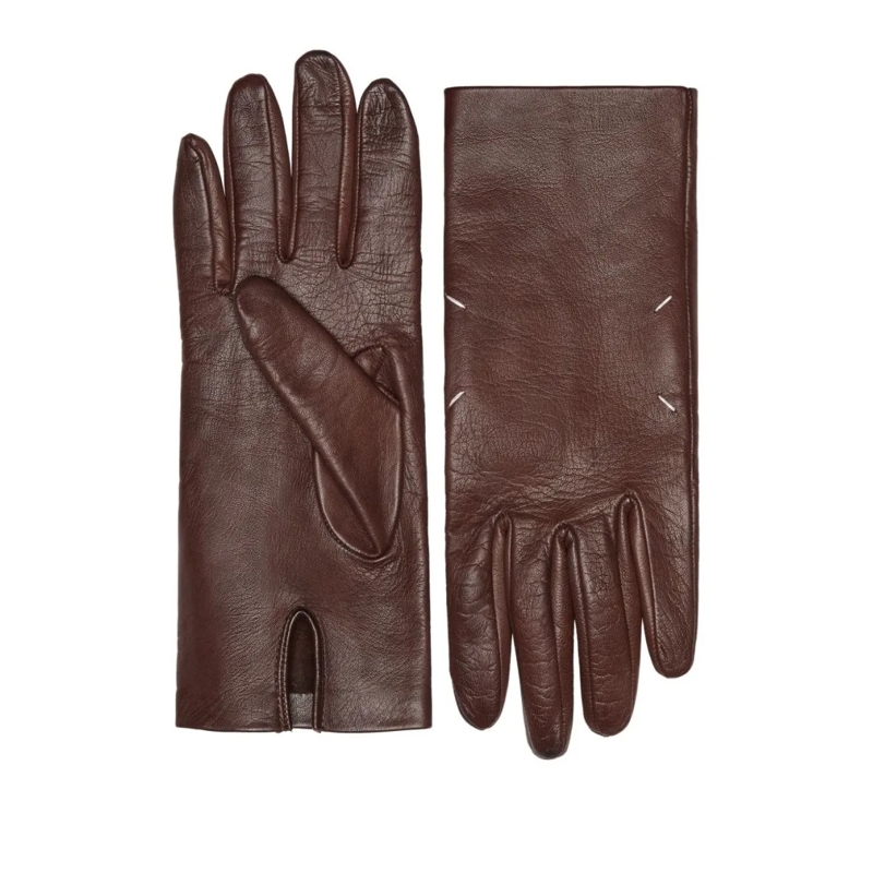 Maison Margiela Gants Brown Lambskin Leather Gloves Brown