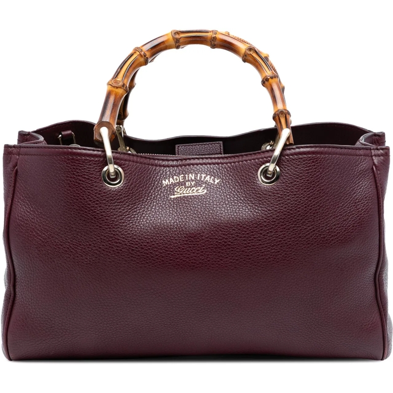 Gucci Schultertasche Medium Calfskin Bamboo Shopper Satchel rot