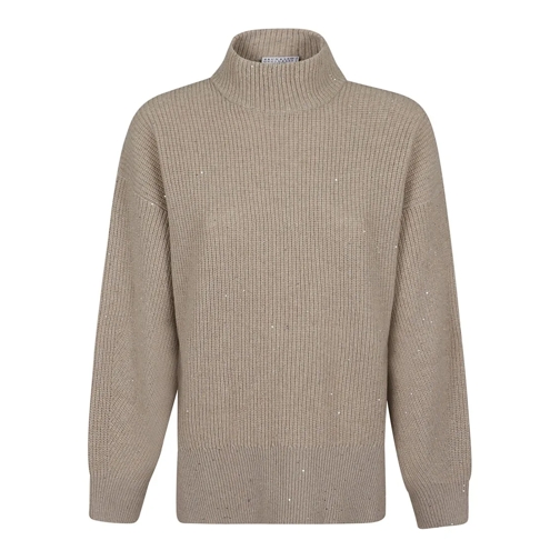 Brunello Cucinelli Rollkragenpullover Cashmere Blend Wool Sweater Neutrals