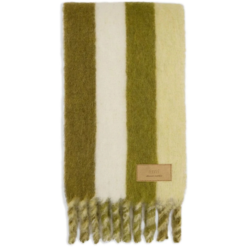 AMI Paris Écharpe en laine Scarfs Ivoire weiß