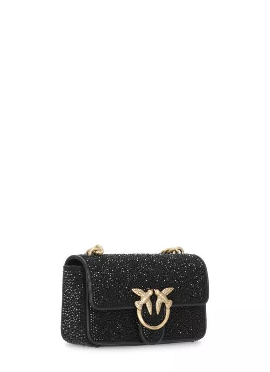 Pinko Zwarte schoudertas met Love Birds gesp Black Dames
