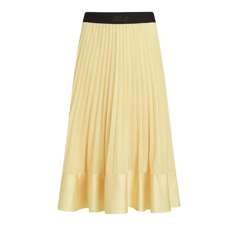 Karl Lagerfeld Minirock Satin-Faltenrock Rock gelb