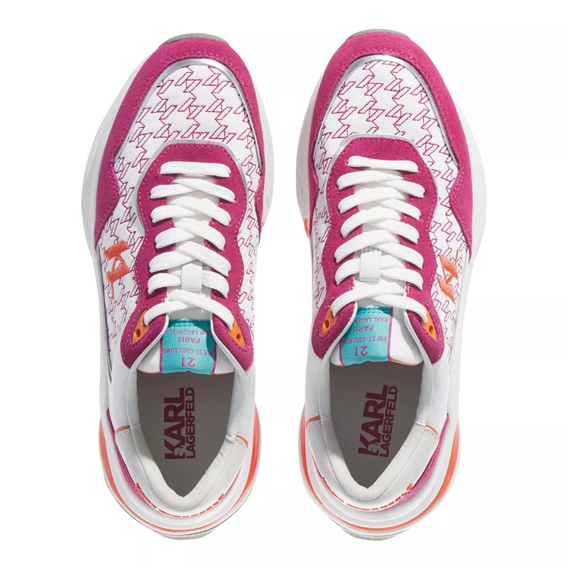 Karl Lagerfeld Low-Top-Sneaker Lux Finesse Monogram Lace Lo Pink Lthr & Text w/White(Image 4)