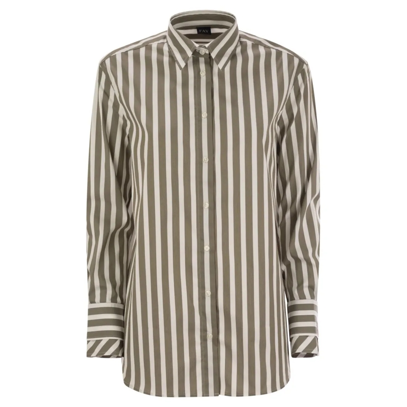 Fay Chemise Regular Striped Stretch Cotton Shirt Green