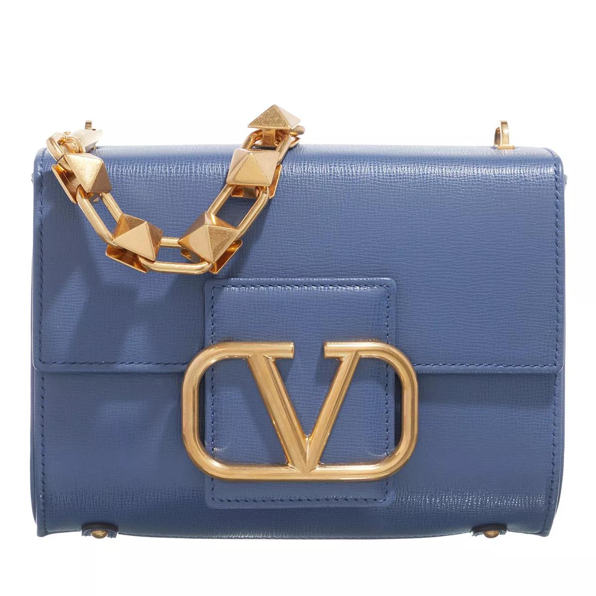 Valentino Garavani VLogo Stud Sign Bag Leather Blue Sac