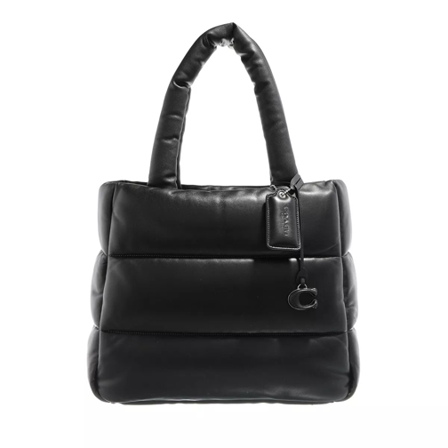 Coach Quilted Leather Pillow Tote Black Rymlig shoppingväska