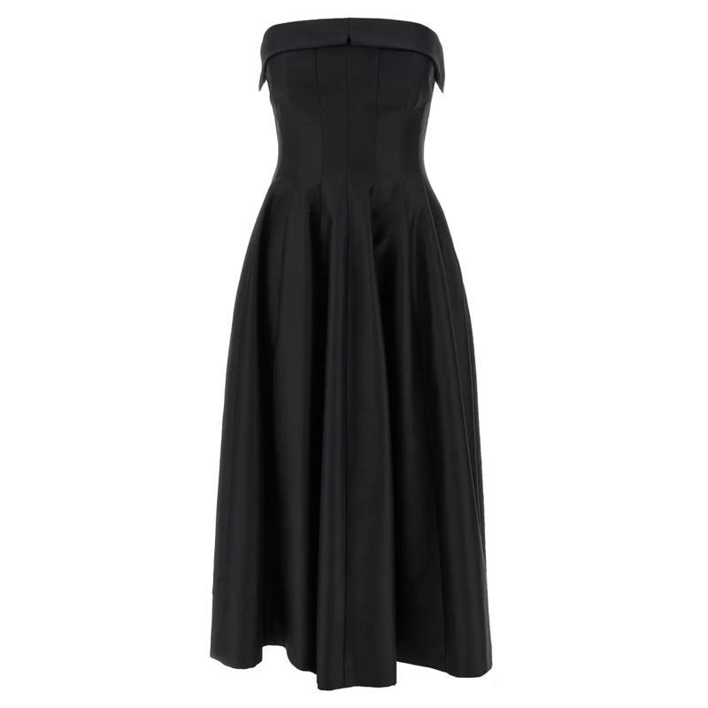 Alberta Ferretti Robe midi Off-The-Shoulder Midi Dress With Structured Corset Black