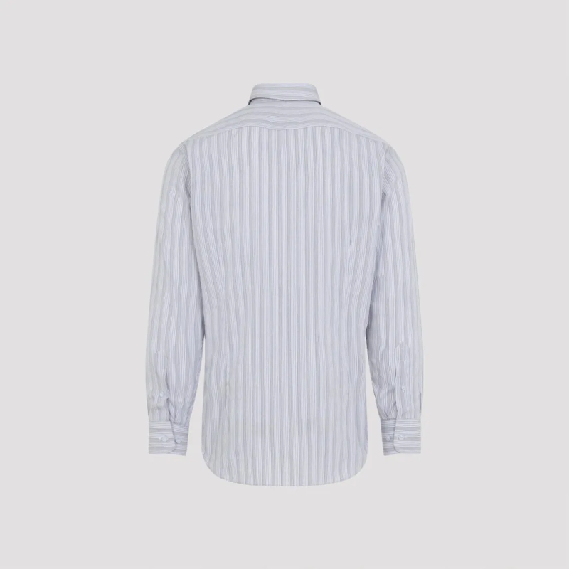 Etro Overhemd Classic Button-Down Shirt With Vertical Stripe Pat Blue