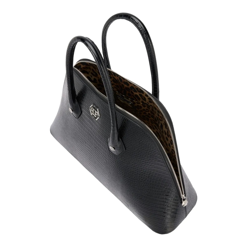 Philipp Plein Schultertasche Umhängetasche Cocco Crocco Geprägt schwarz(Image 3)