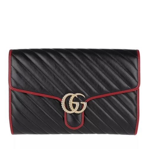 Gucci GG Marmont 2.0 Clutch Black/Red Aftonväska med spänne