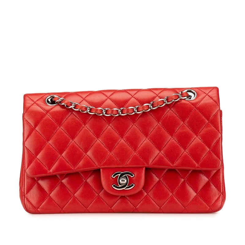 Chanel Sac à bandoulière Medium Classic Lambskin Double Flap rot