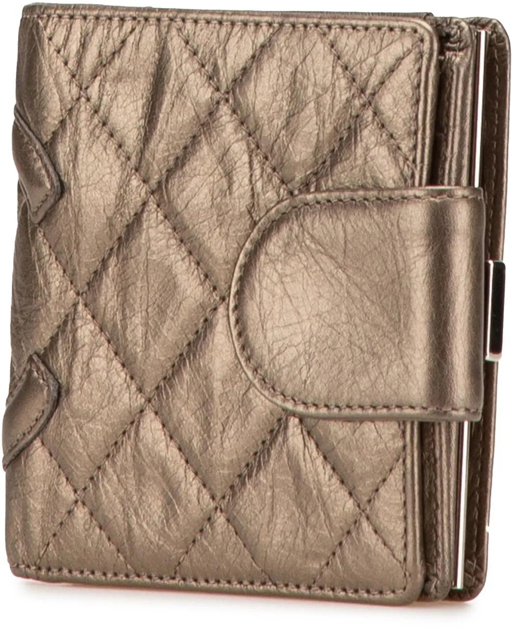 Thumbnail - Chanel Portemonnaie - 2006-2008 Metallic Aged Calfskin Cambon Ligne Bifo - Gr. unisize - in Braun - für Damen