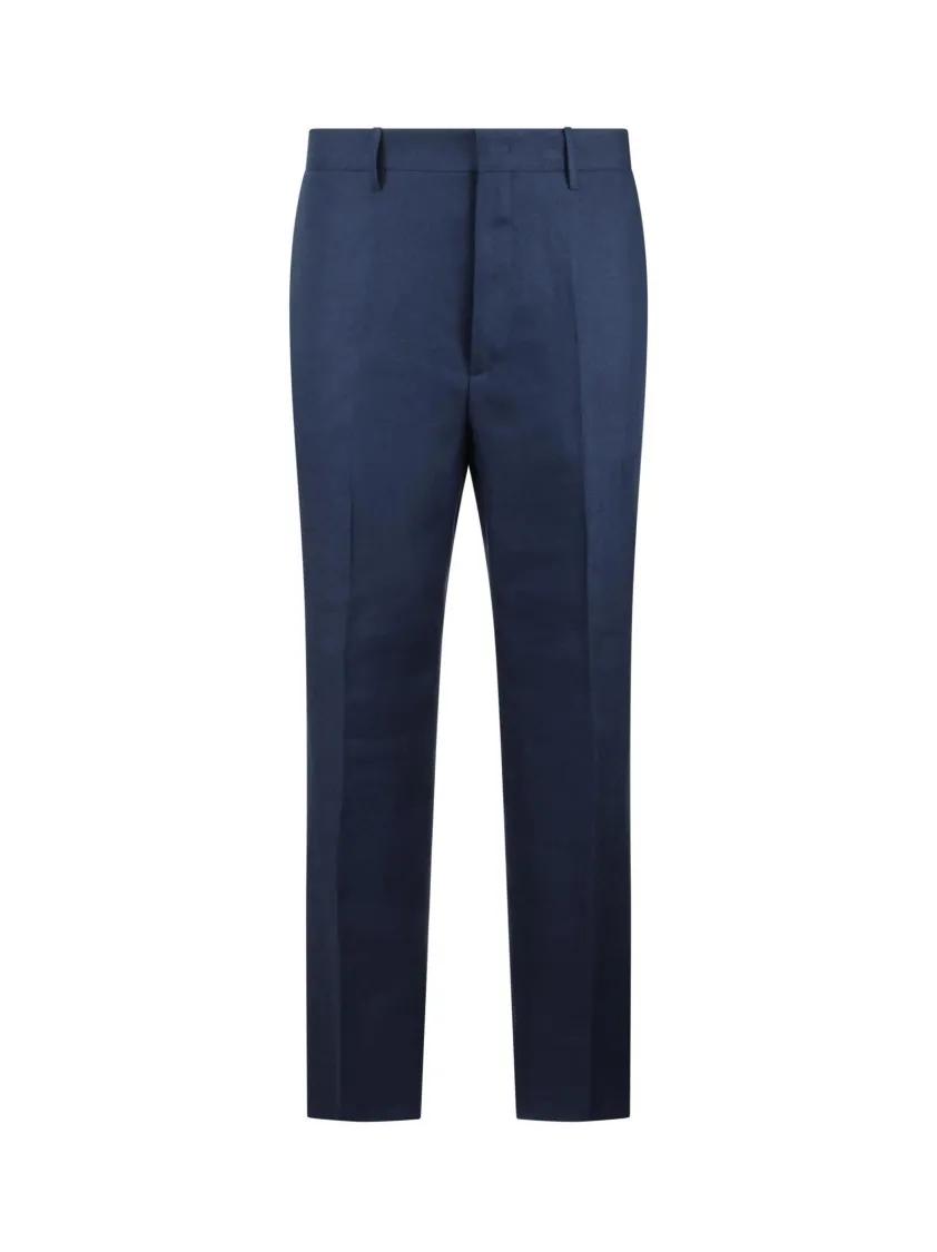 Thumbnail - Tagliatore - Linen Straight-Leg Trousers With Classic Fit And B - Größe 52 - blau