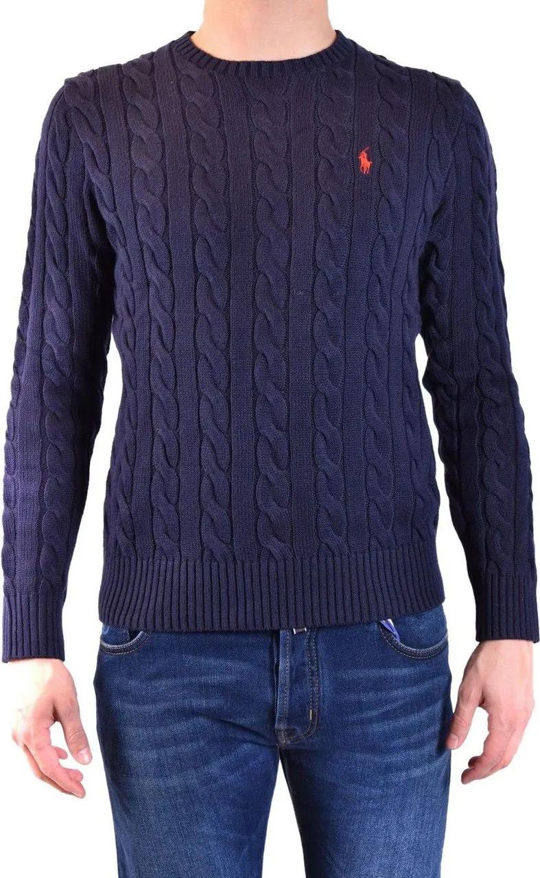 Thumbnail - Polo Ralph Lauren - Logo Cable Knit Sweater Blue - Größe L - blue
