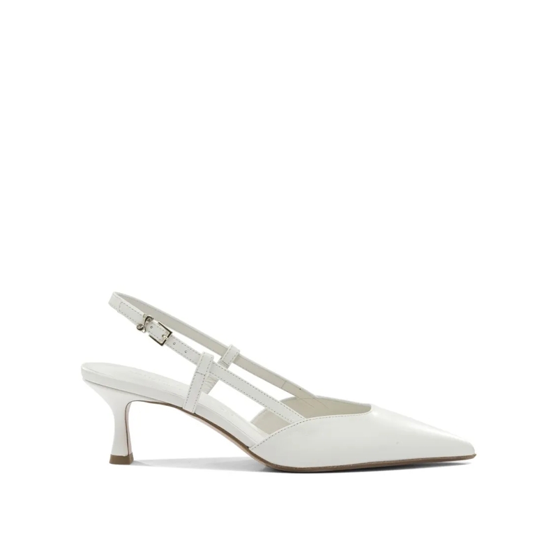 Sergio Levantesi Pumps Pointed-Toe White Leather Slingback Heels With Kit White