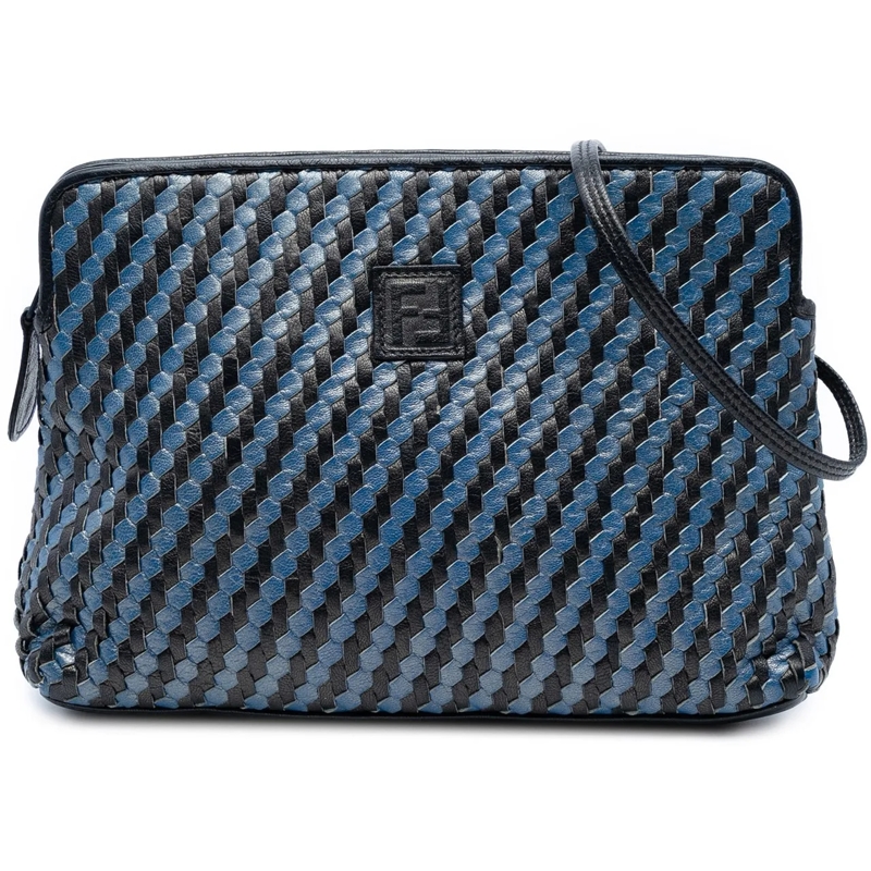 Fendi Sac à bandoulière Woven Leather FF Crossbody blau