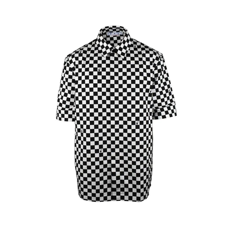 Off-White Overhemd Checkerboard Pattern Cotton Shirt Grey