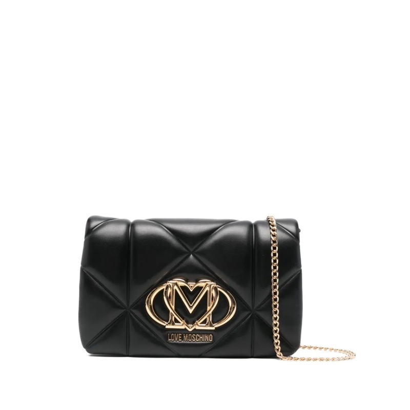 Love Moschino Schultertasche Quilted Black Shoulder Bag With Gold-Tone Accents Black