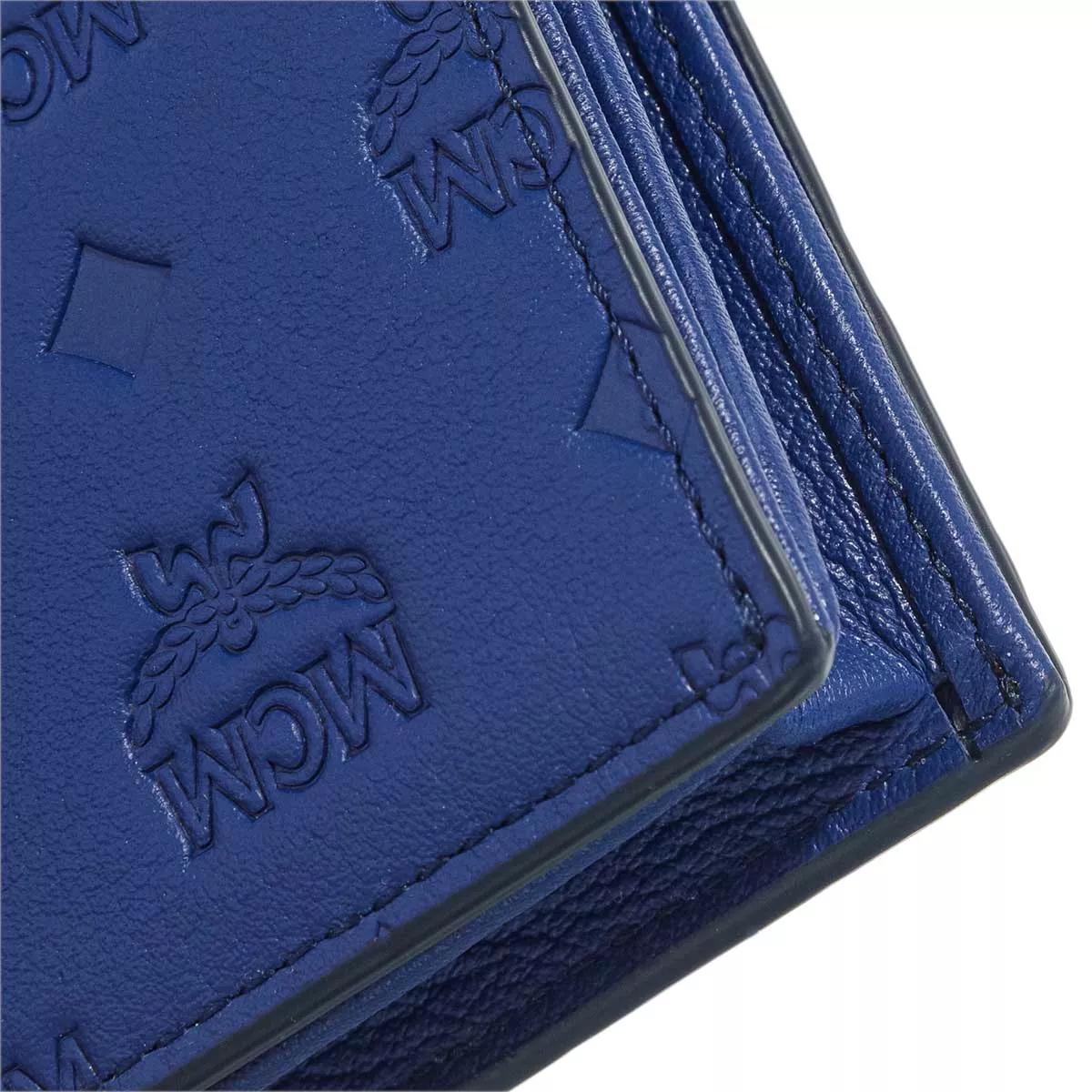 Mini MCM Lthr Embossed Bi-Fold | Blue Aren Small Portemonnaie Wallet Sodalite Monogramm