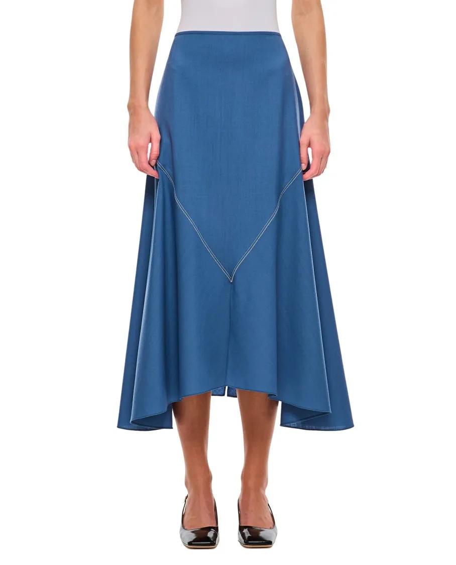 Marni - A-Line Wool Midi Skirt - Größe 40 - blau