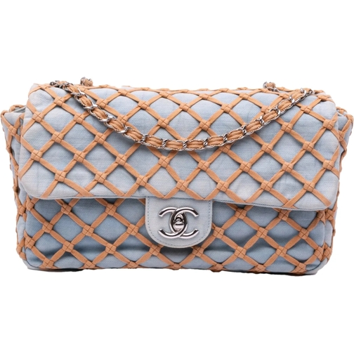 Chanel Sac à bandoulière 2010-2011 Jumbo Denim Canebiers Net Flap blau (Image 2)