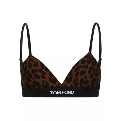 Tom Ford Leopard-Print Triangle Bustier Brown/Black Brown 
