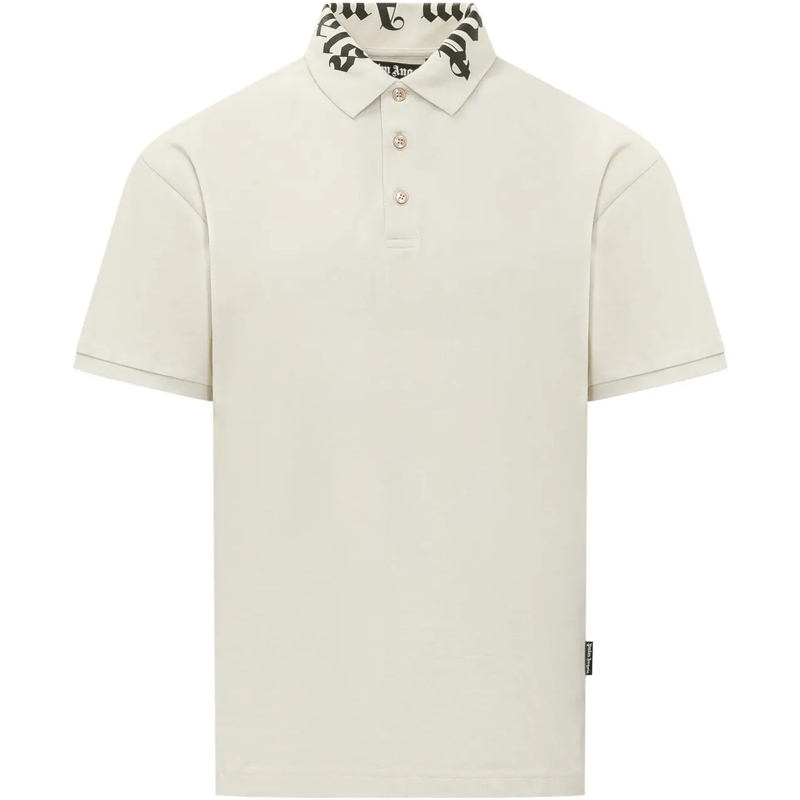 Palm Angels Poloshirt Polo con Logo su Collo weiß