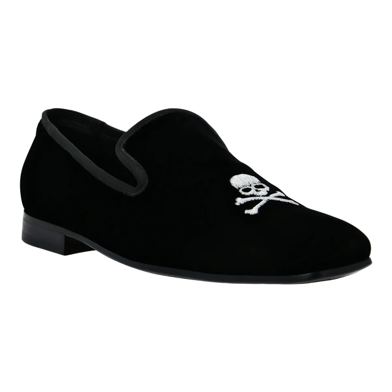 Philipp Plein Slip-On-Sneaker Velvet Loafers Embroidery Skull schwarz