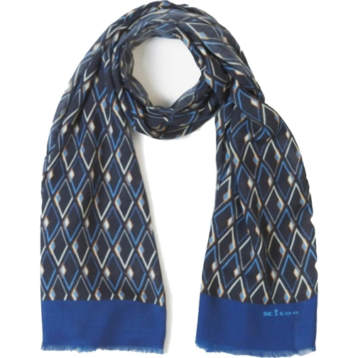 Kiton  Cashmere Print Scarf blau