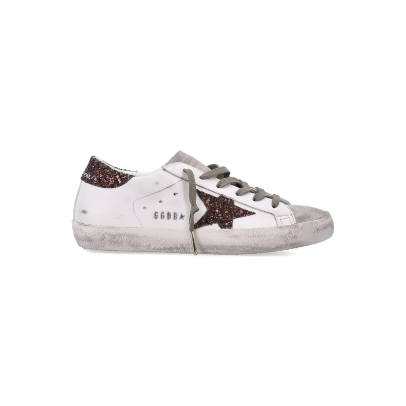 Golden Goose Lage-top sneaker Vintage Leather Sneakers With Glitter Star Appliqu White