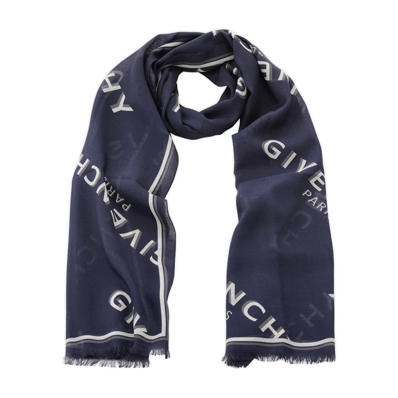 Givenchy Écharpe légère Schal aus Wolle & Seide Navy