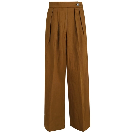 Dries Van Noten  Pamplona Wool Gabardine Trousers With Wide Leg And Brown